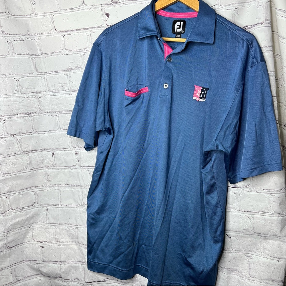 FootJoy FJ Men's Polo Golf Shirt Short Sleeve Blue Size Large